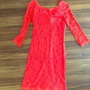 Amazing DVF coral lace cropped dress